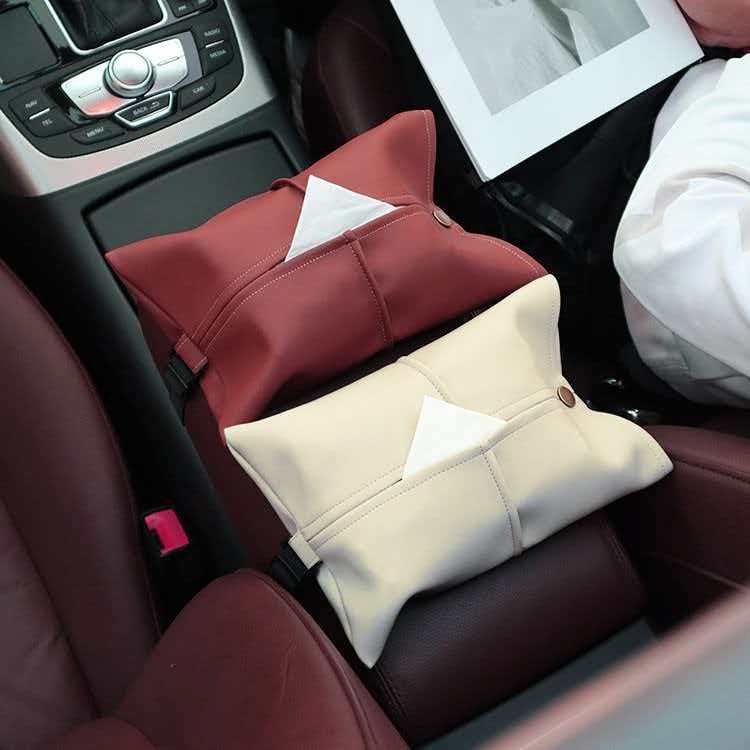 Minimal Leather Car Tissue Holder – Elegant Interior Upgrade