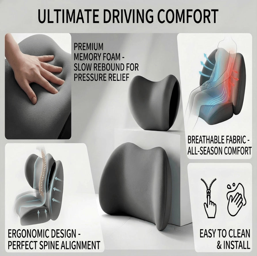 Comfort Memory Foam Car Cushion Set – Ergonomic Seat Support