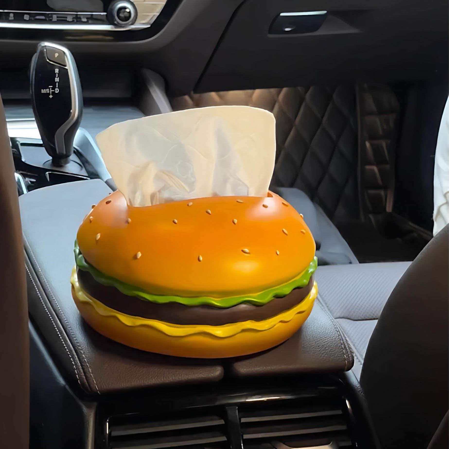 Cute Burger Car Tissue Holder – Fun Interior Essential