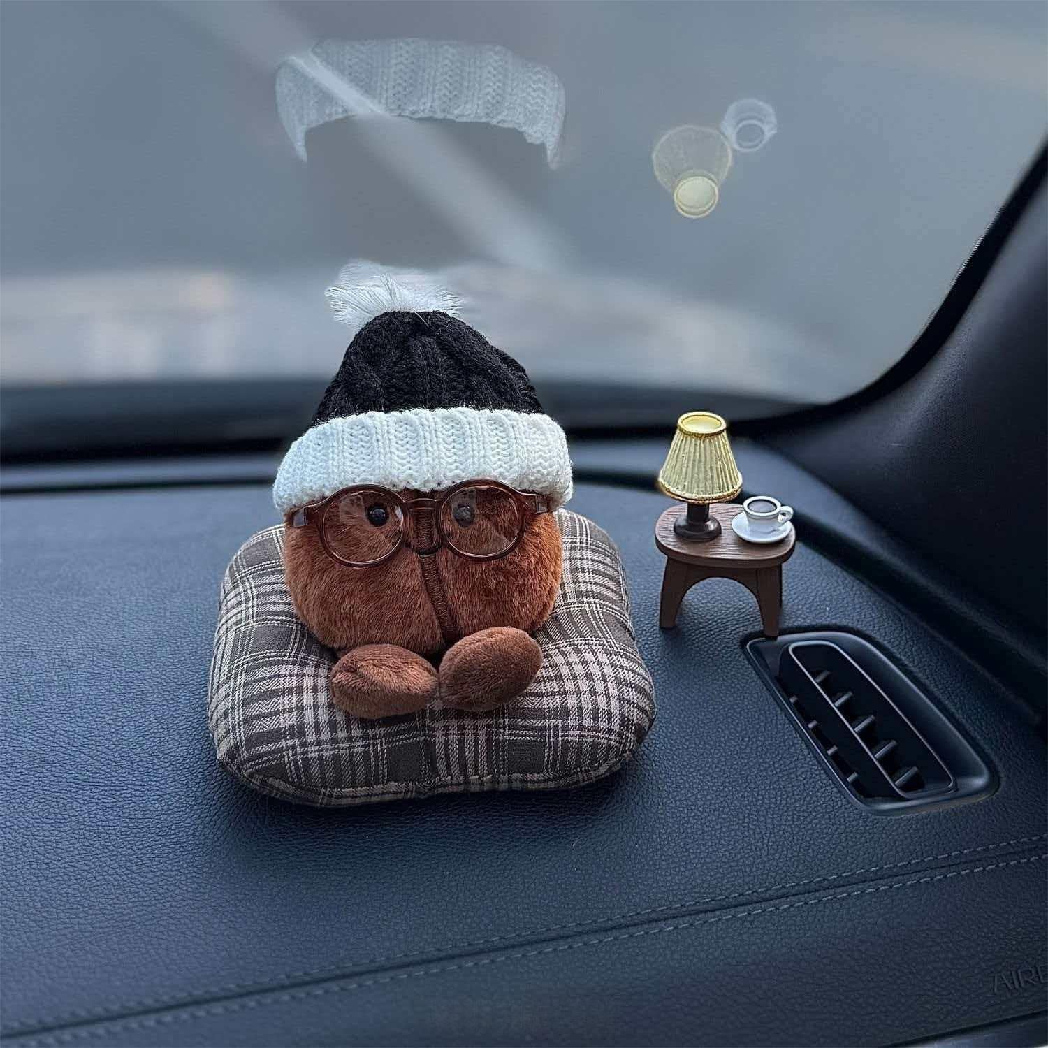 Cozy Plush Car Dashboard Decor – Cute Bear & Earth Companion