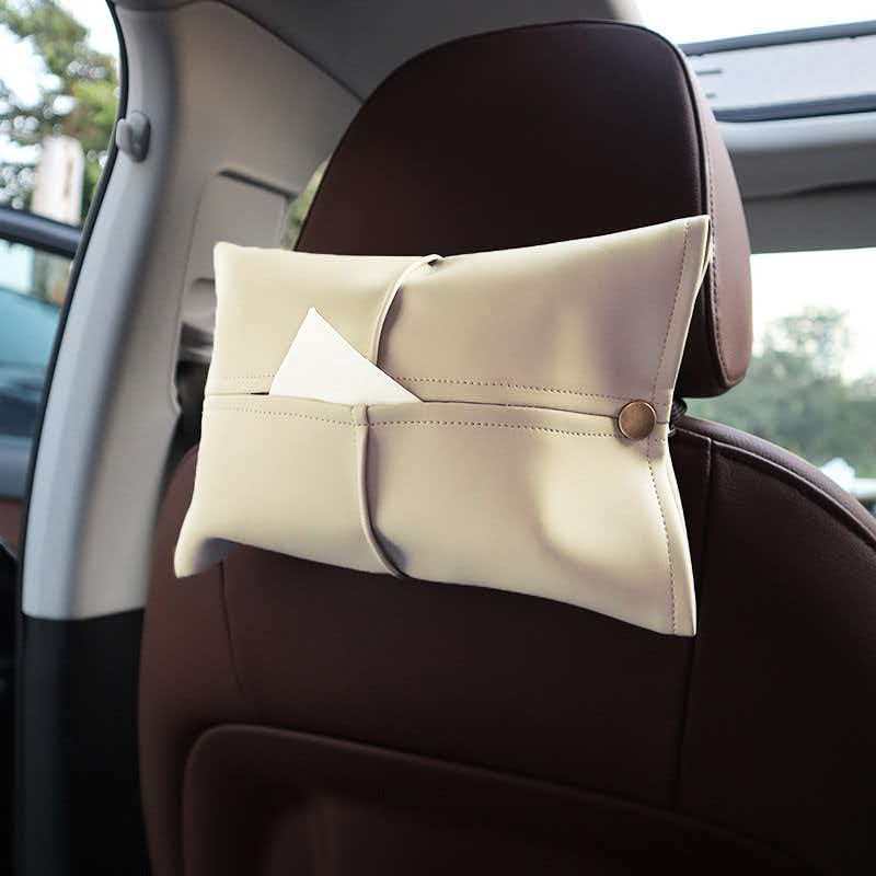 Minimal Leather Car Tissue Holder – Elegant Interior Upgrade