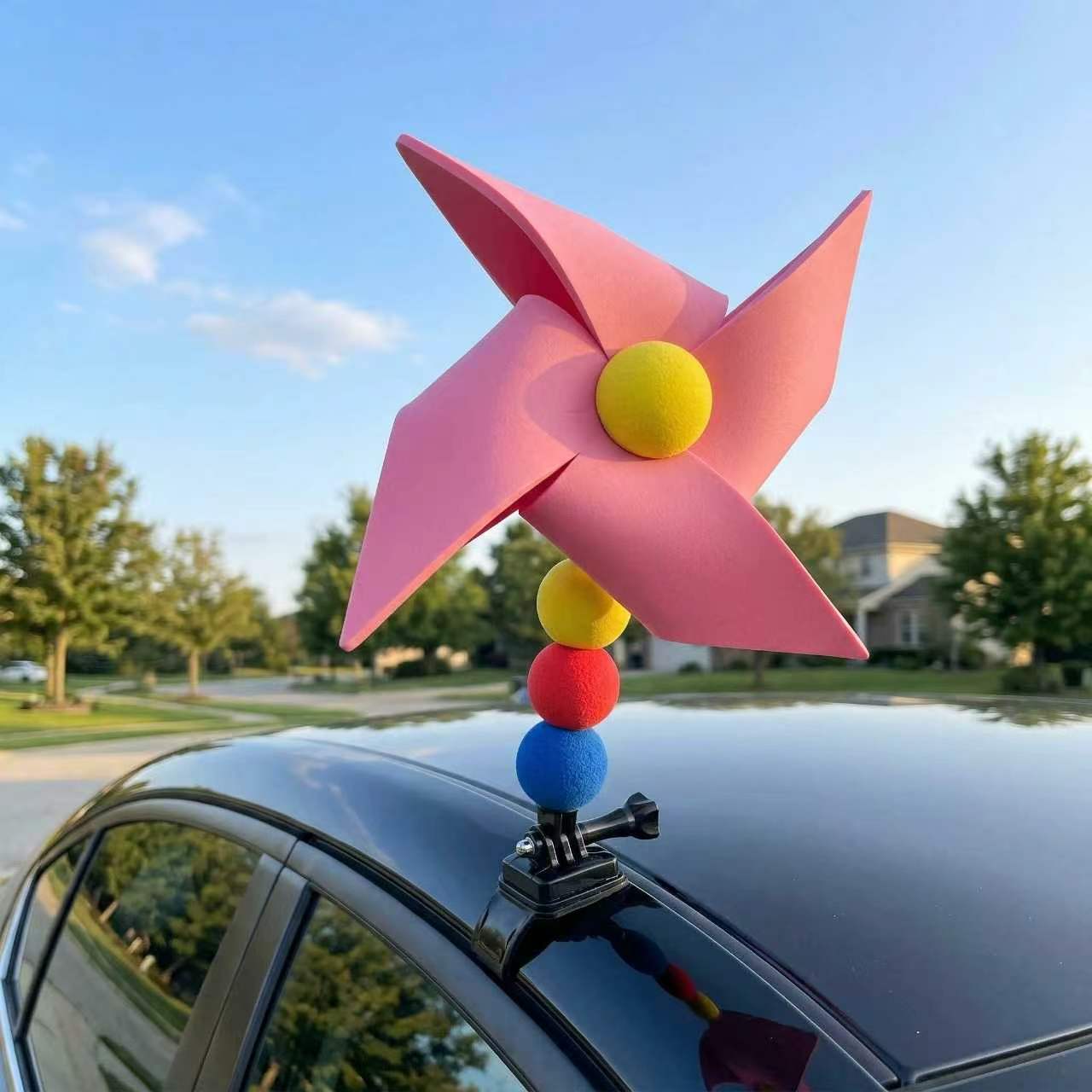 Colorful Windmill Car Decor – Spinning Exterior Fun Accessory