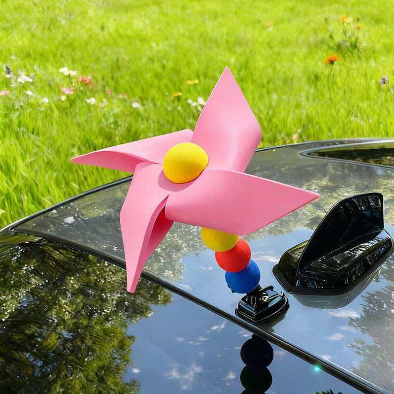 Colorful Windmill Car Decor – Spinning Exterior Fun Accessory