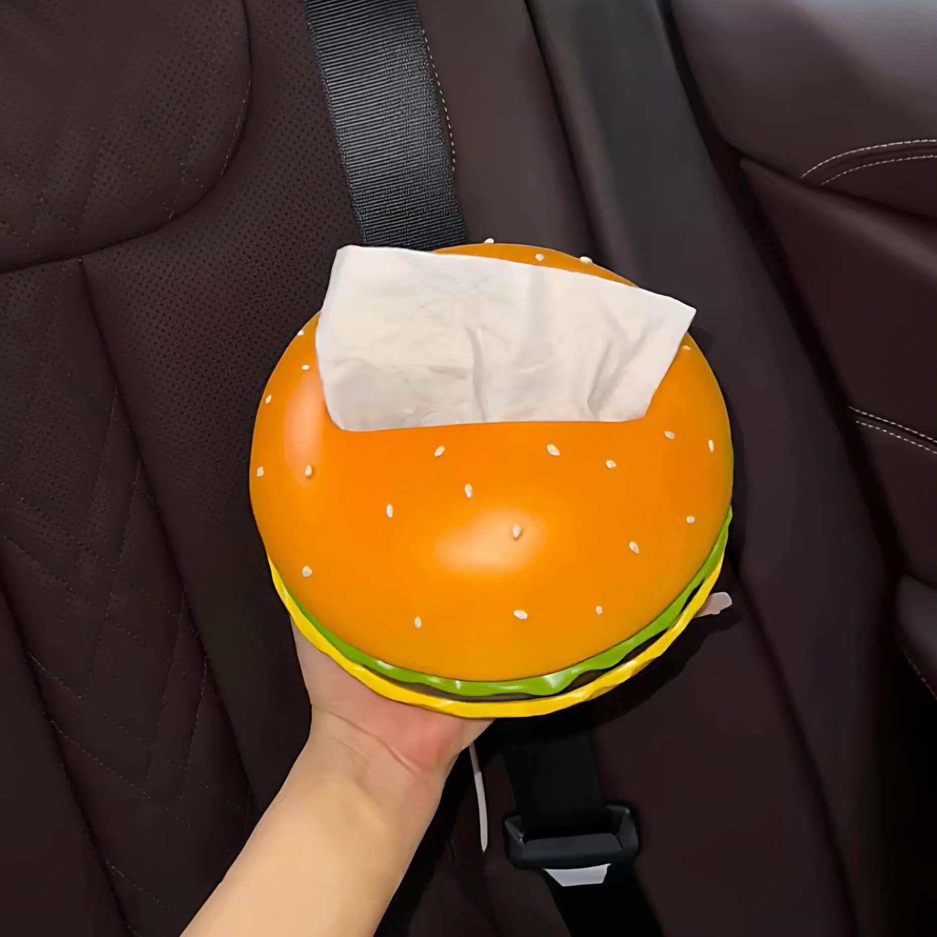 Cute Burger Car Tissue Holder – Fun Interior Essential