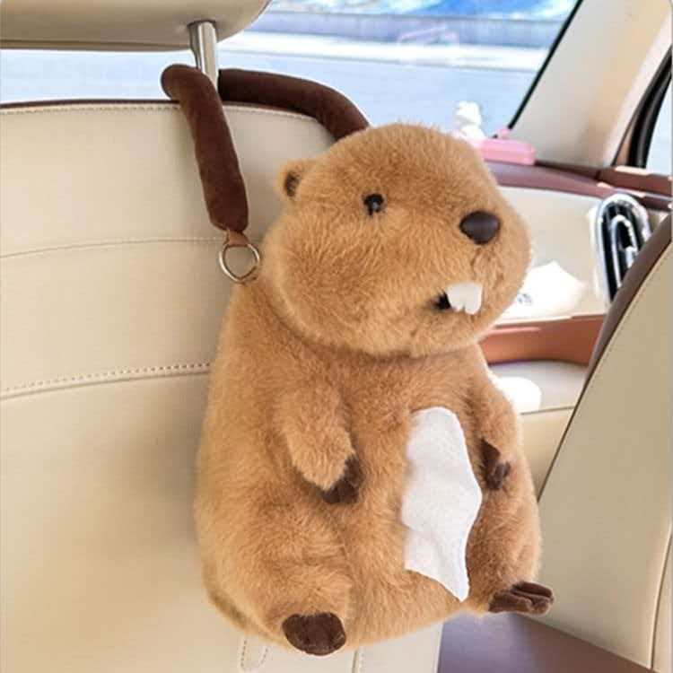 Cute Animal Car Tissue Holder – Plush Hanging Organizer