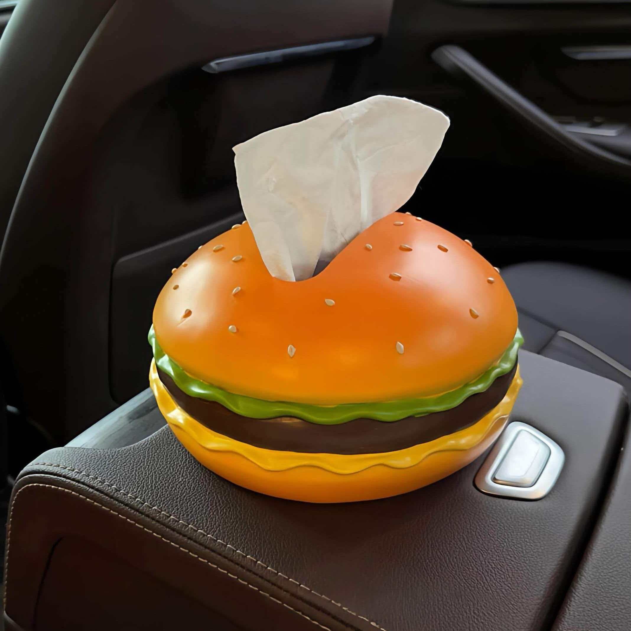 Cute Burger Car Tissue Holder – Fun Interior Essential
