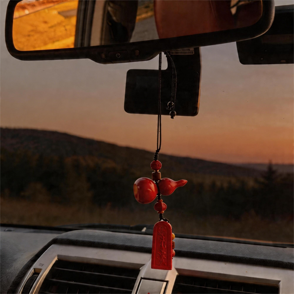 Lucky Gourd Car Hanging Charm – Protection & Feng Shui Decor
